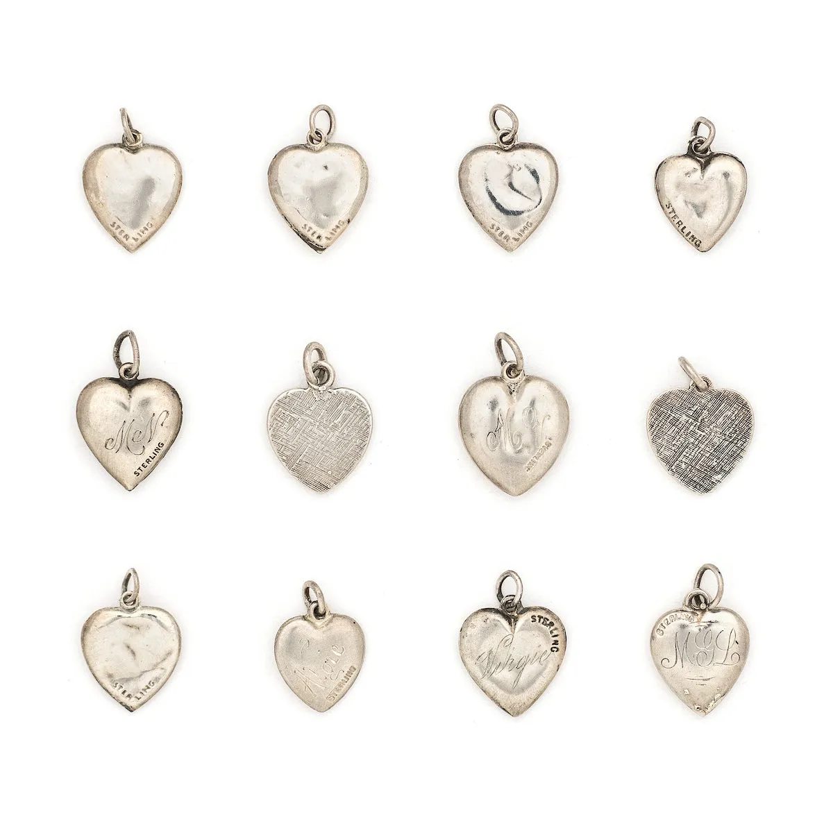 Antique Sterling Silver Heart Charms
