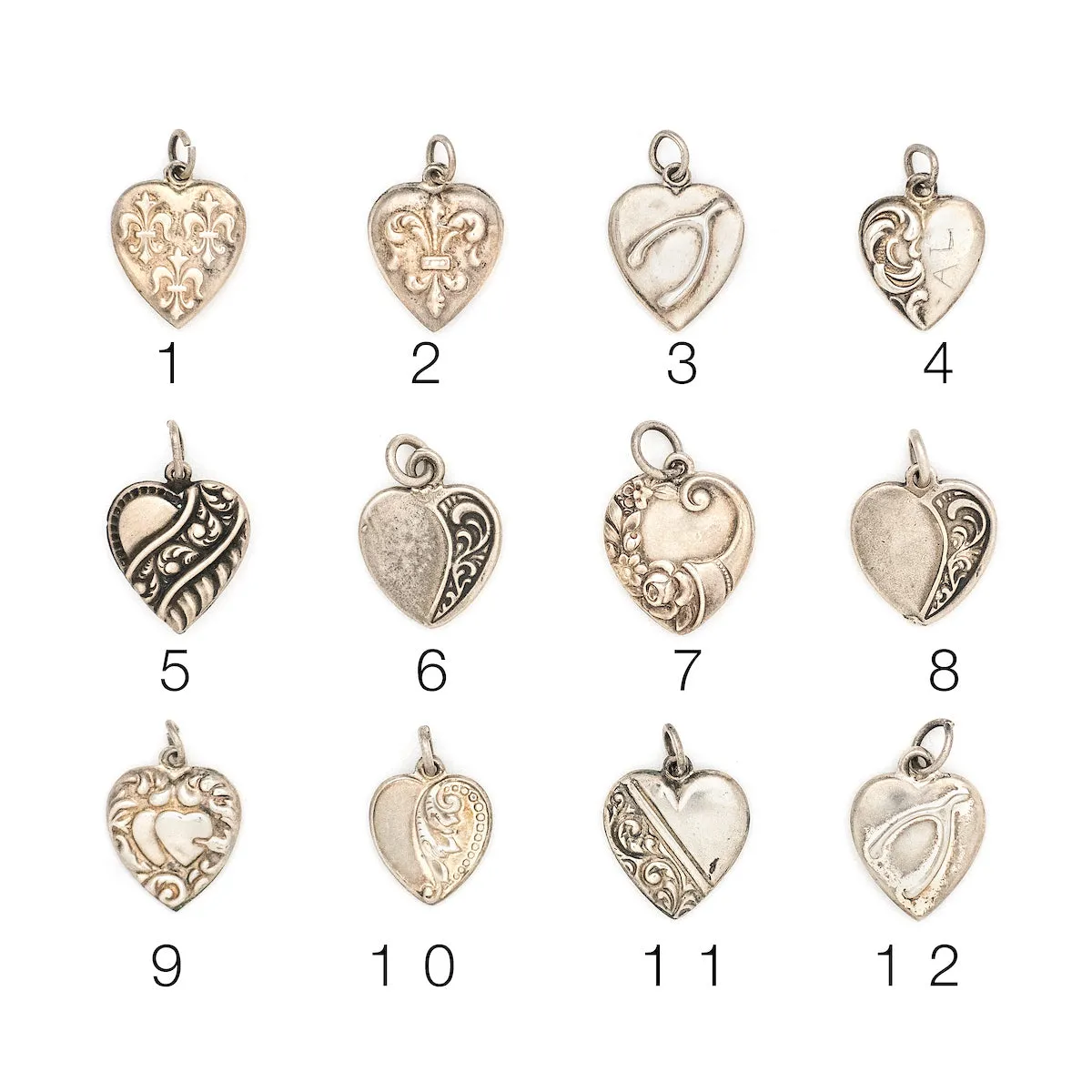 Antique Sterling Silver Heart Charms