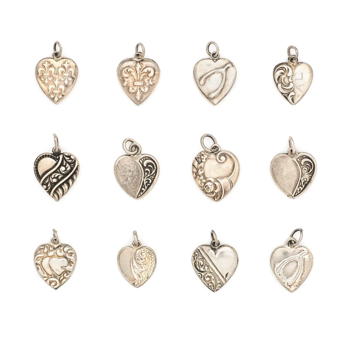 Antique Sterling Silver Heart Charms