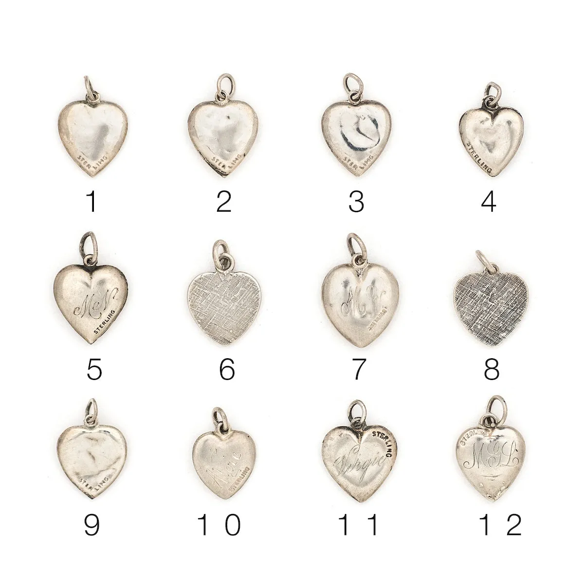 Antique Sterling Silver Heart Charms