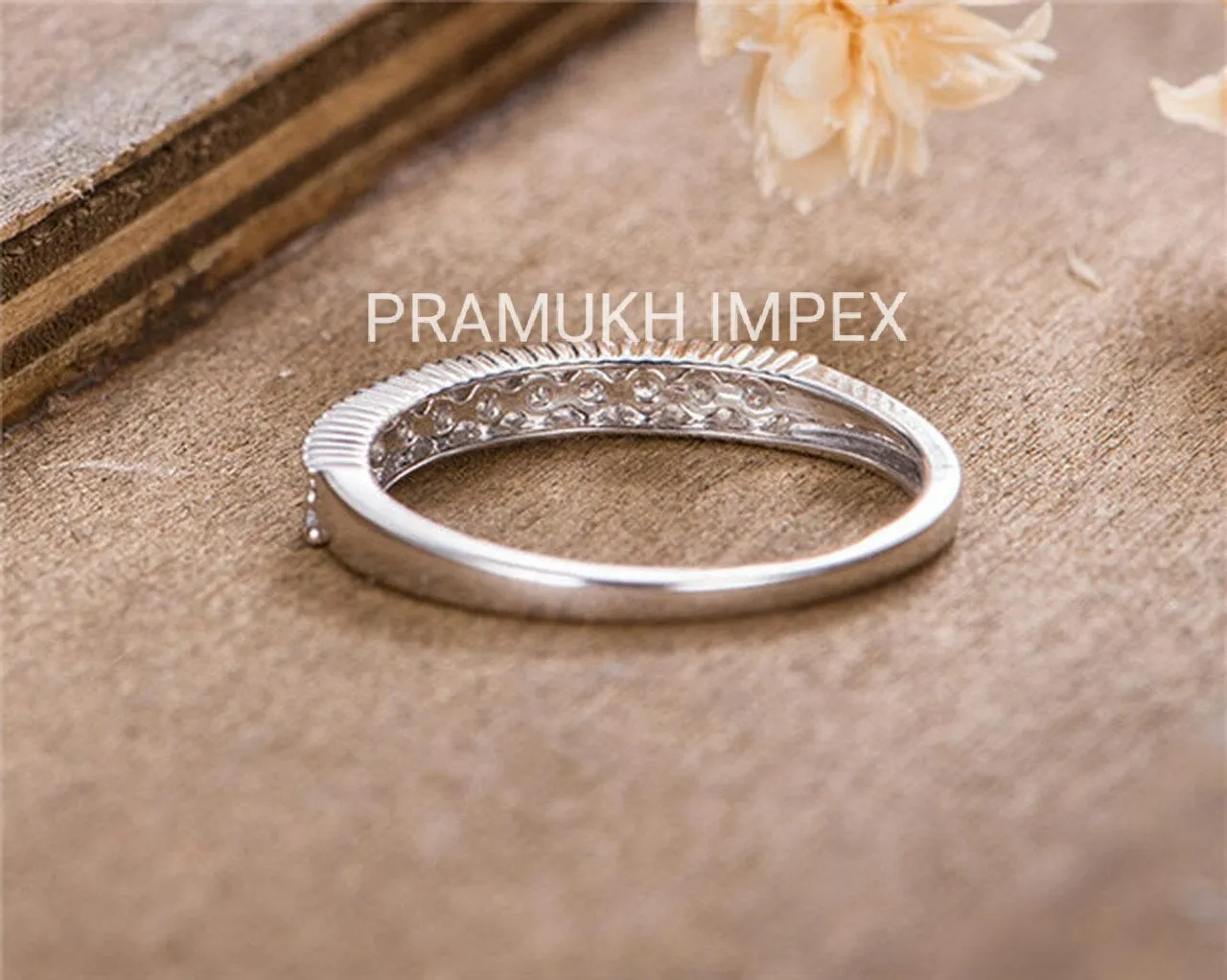 Antique Wedding Band Women Diamond Eternity Stacking Stackable Band White Gold Micro Pave Beaded Anniversary Promise Minimalist Simple Ring