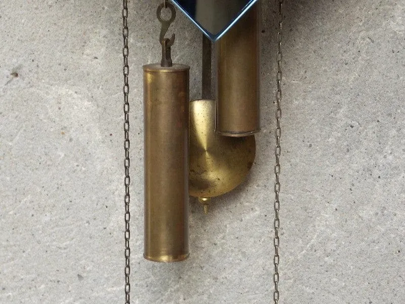Art Deco Blue Mirror Pendulum Wall Clock, German, Weight Driven