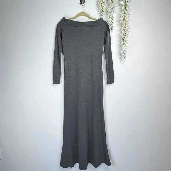 ASTRAEA long sleeve jersey gown lace-up back off shoulder balletcore