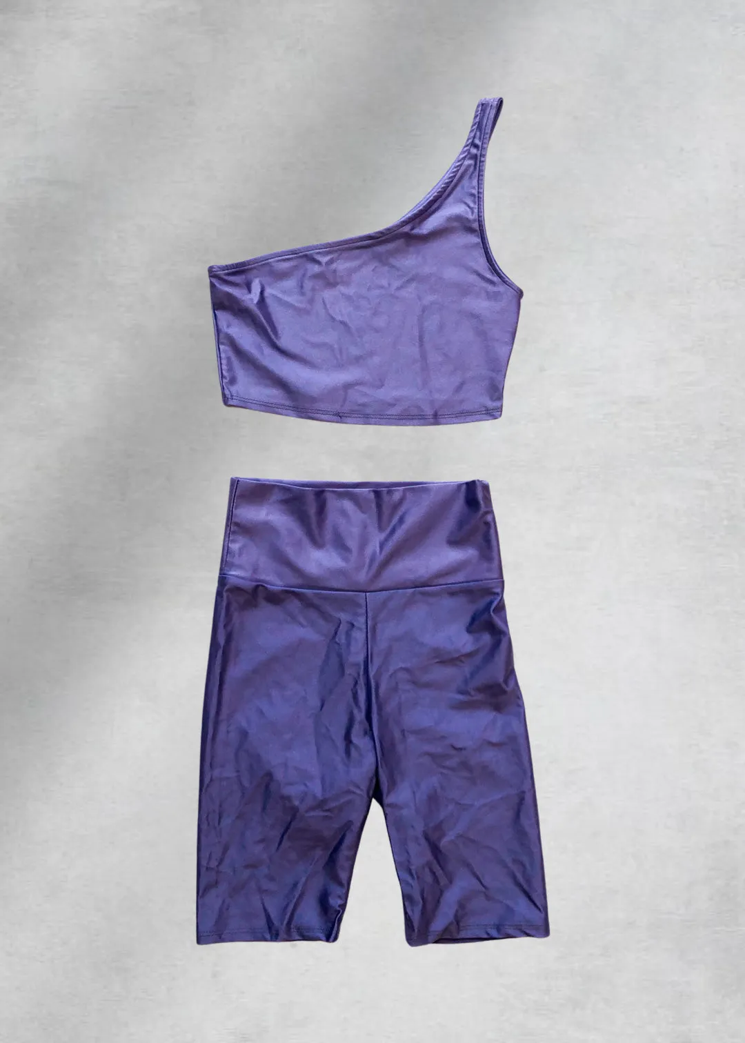 Ava One-Shoulder Sporty Set - Purple