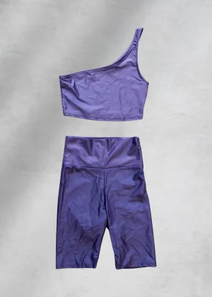Ava One-Shoulder Sporty Set - Purple