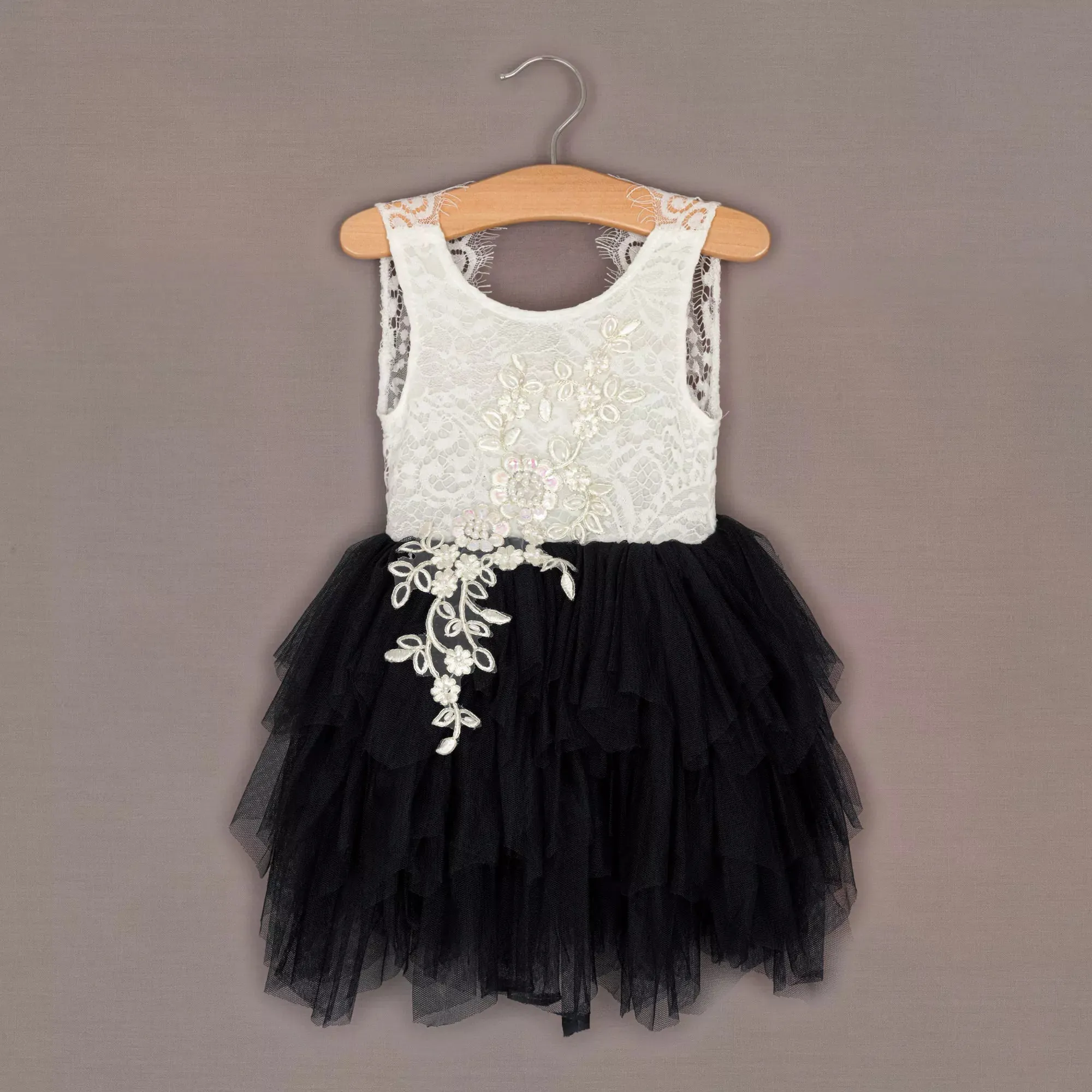 Baby Boho Dreams Dress - Black Appliqué