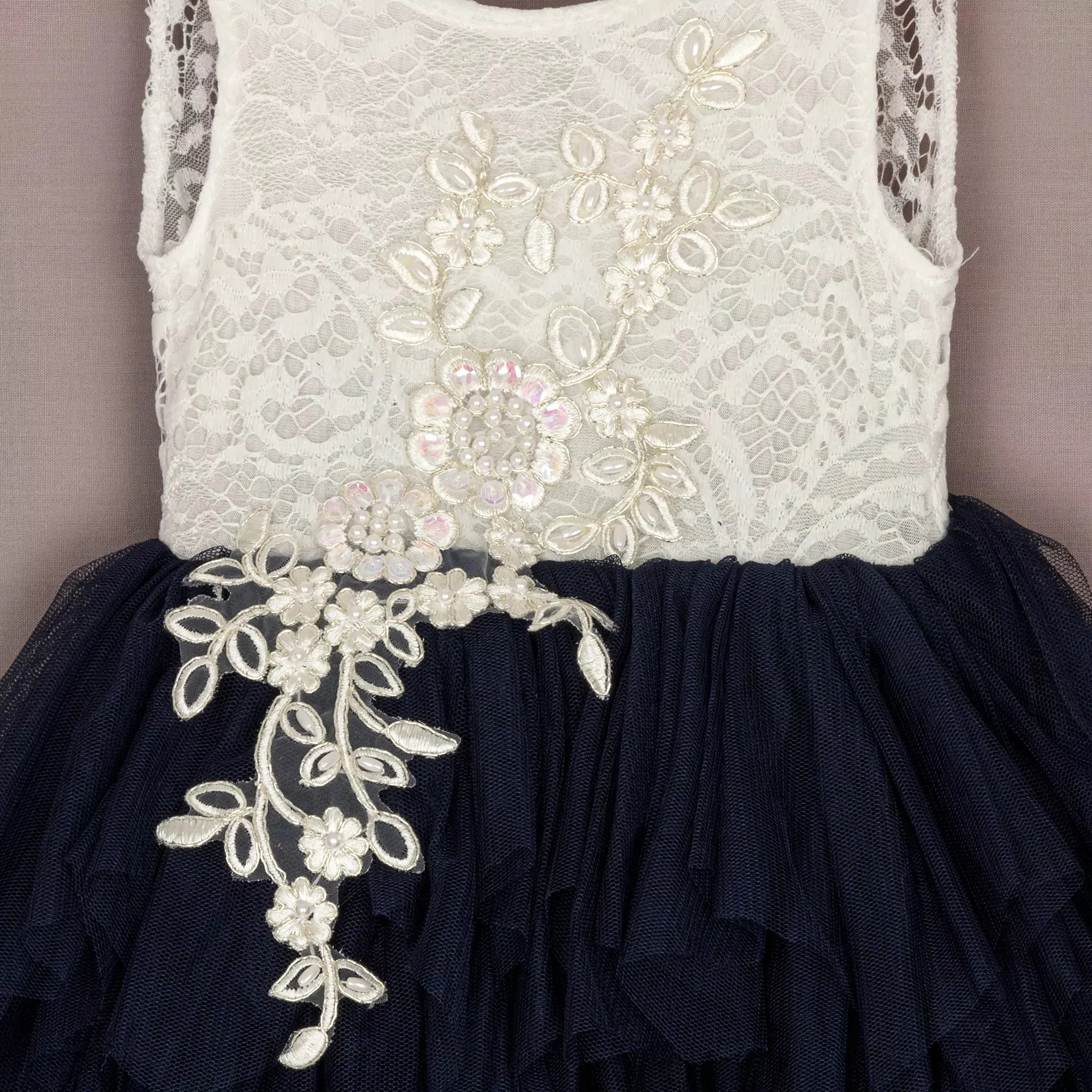 Baby Boho Dreams Dress - Navy Blue Appliqué