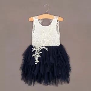 Baby Boho Dreams Dress - Navy Blue Appliqué