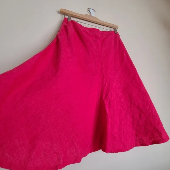 Banana Republic A-line Flounce Linen Skirt Hot Pink Size 0