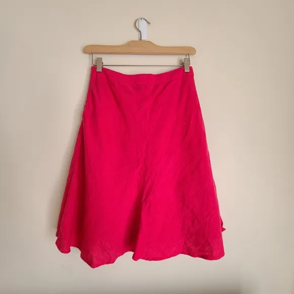Banana Republic A-line Flounce Linen Skirt Hot Pink Size 0