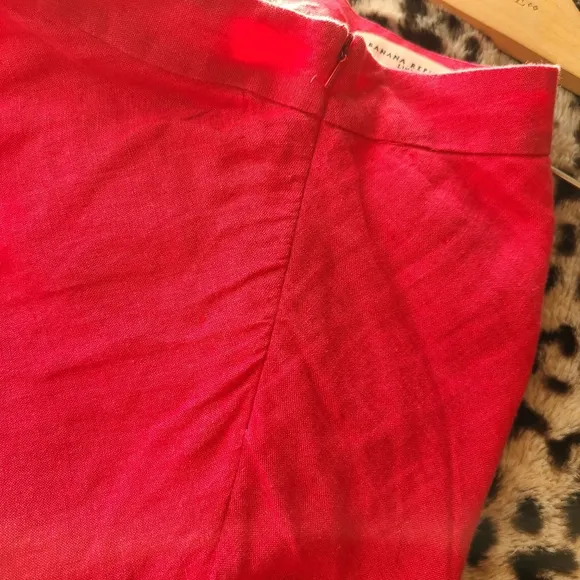 Banana Republic A-line Flounce Linen Skirt Hot Pink Size 0