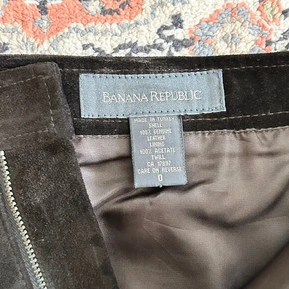 Banana Republic Chocolate Brown Genuine Suede Mini Skirt
