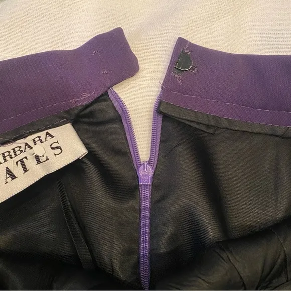 Barbara Bates Long Dark Purple Plum Wool Pencil Skirt w kick pleat Sz XS