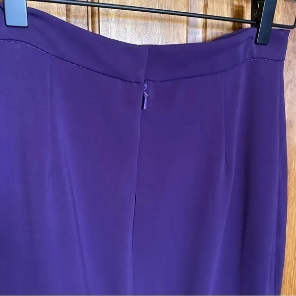 Barbara Bates Long Dark Purple Plum Wool Pencil Skirt w kick pleat Sz XS