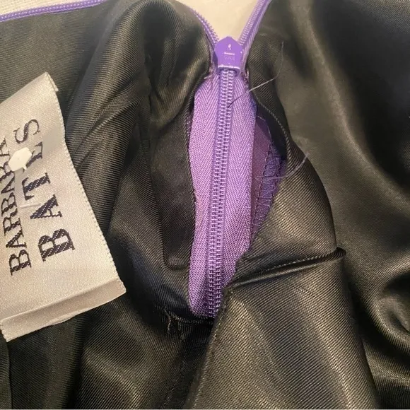 Barbara Bates Long Dark Purple Plum Wool Pencil Skirt w kick pleat Sz XS
