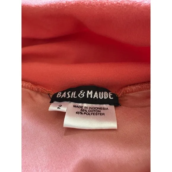 Basil &amp; Maude Skirt Woman's Sz. 2 Midi A Line Burnt Orange Embellished Beaded