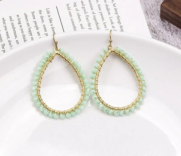 Beaded Teardrop Hoop Earrings