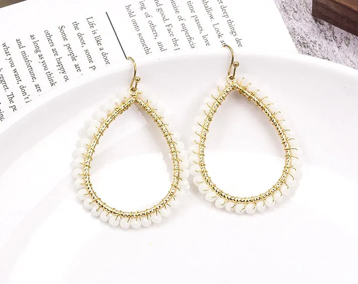 Beaded Teardrop Hoop Earrings