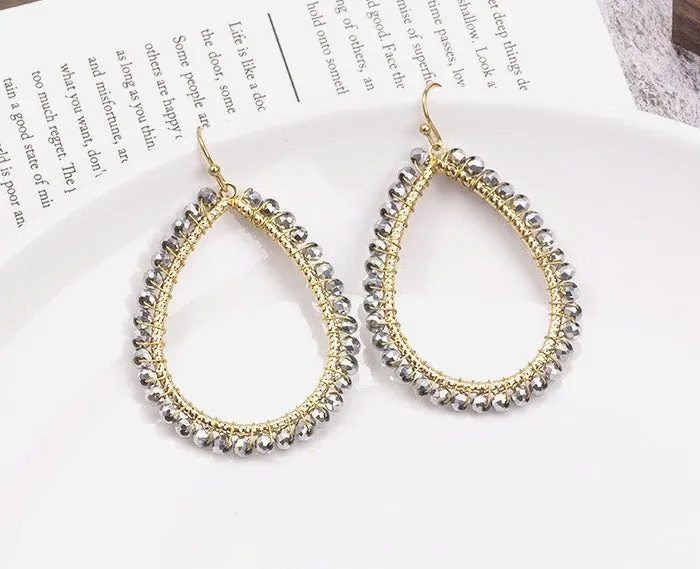 Beaded Teardrop Hoop Earrings