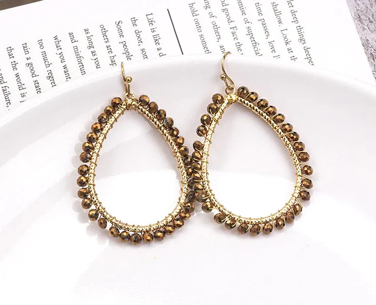 Beaded Teardrop Hoop Earrings