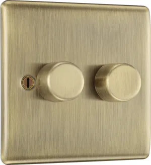 BG NAB82P Nexus Metal 2-Way Double Leading Edge Dimmer Push On/Off - Antique Brass