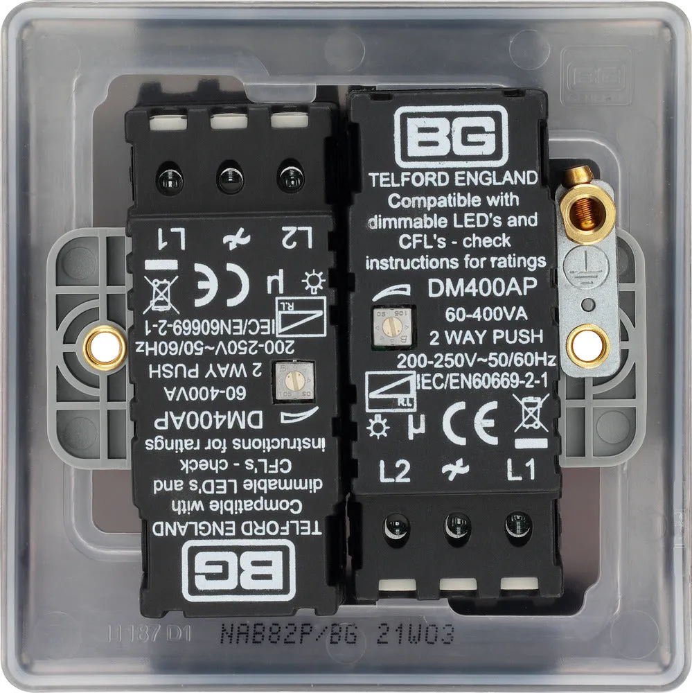 BG NAB82P Nexus Metal 2-Way Double Leading Edge Dimmer Push On/Off - Antique Brass