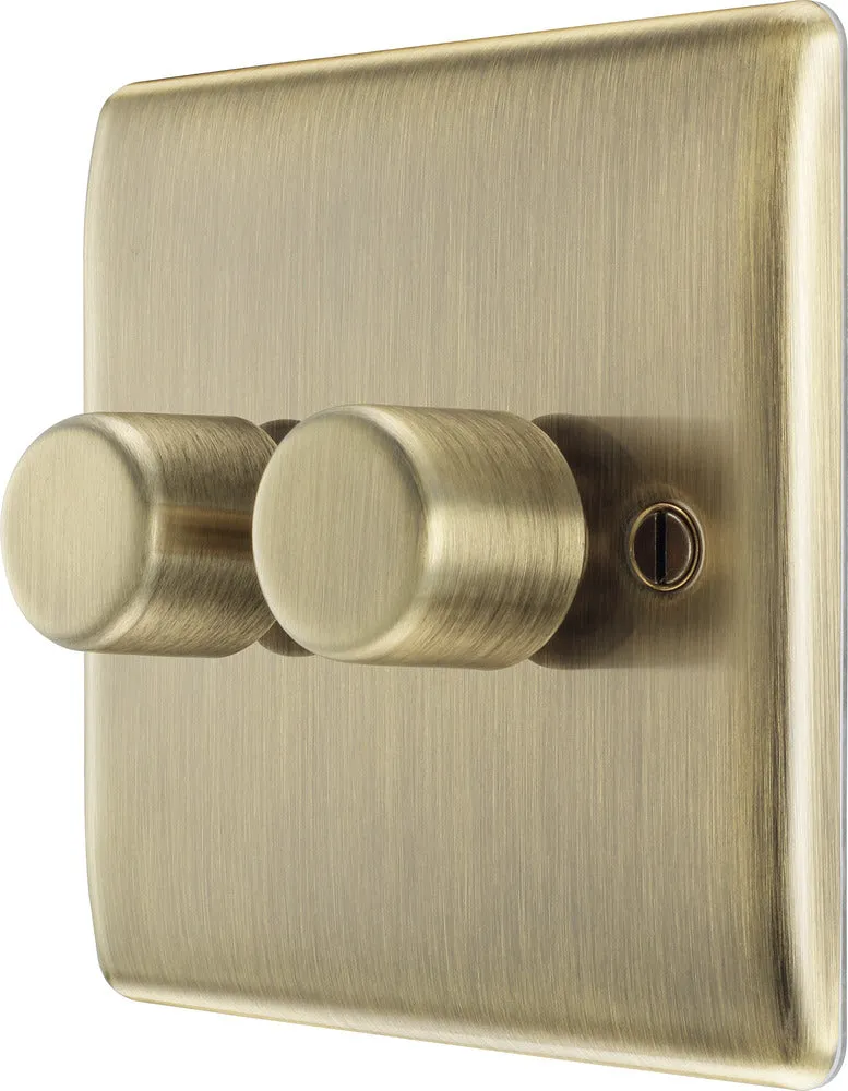 BG NAB82P Nexus Metal 2-Way Double Leading Edge Dimmer Push On/Off - Antique Brass