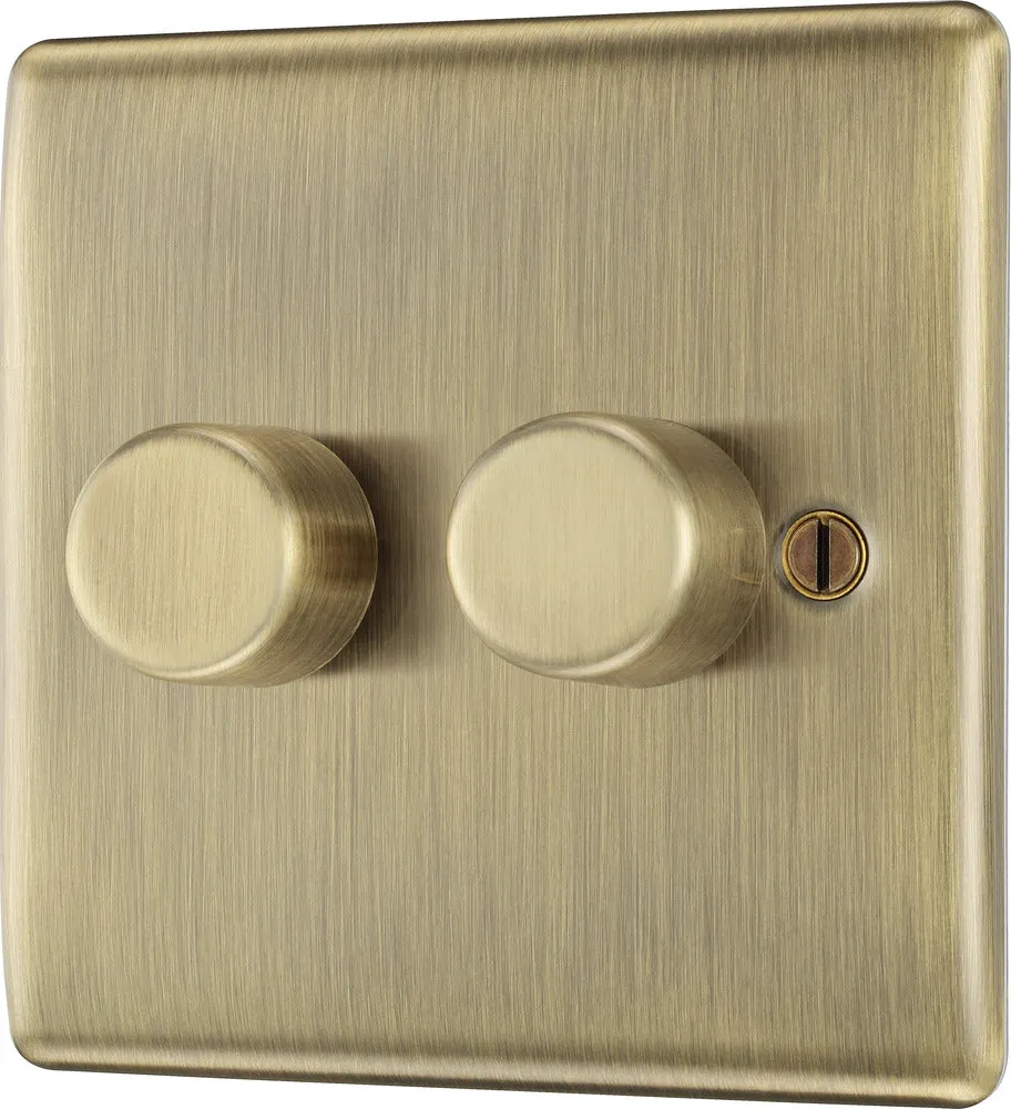 BG NAB82P Nexus Metal 2-Way Double Leading Edge Dimmer Push On/Off - Antique Brass