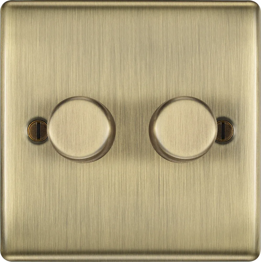 BG NAB82P Nexus Metal 2-Way Double Leading Edge Dimmer Push On/Off - Antique Brass