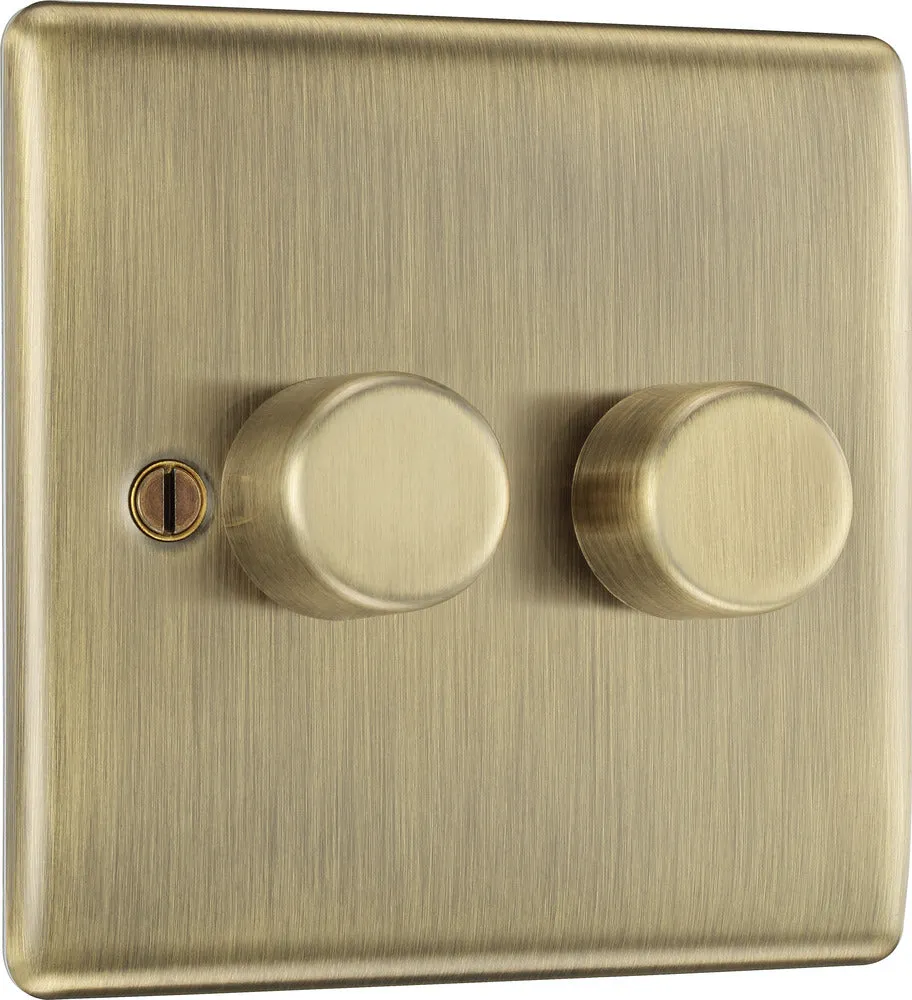 BG NAB82P Nexus Metal 2-Way Double Leading Edge Dimmer Push On/Off - Antique Brass