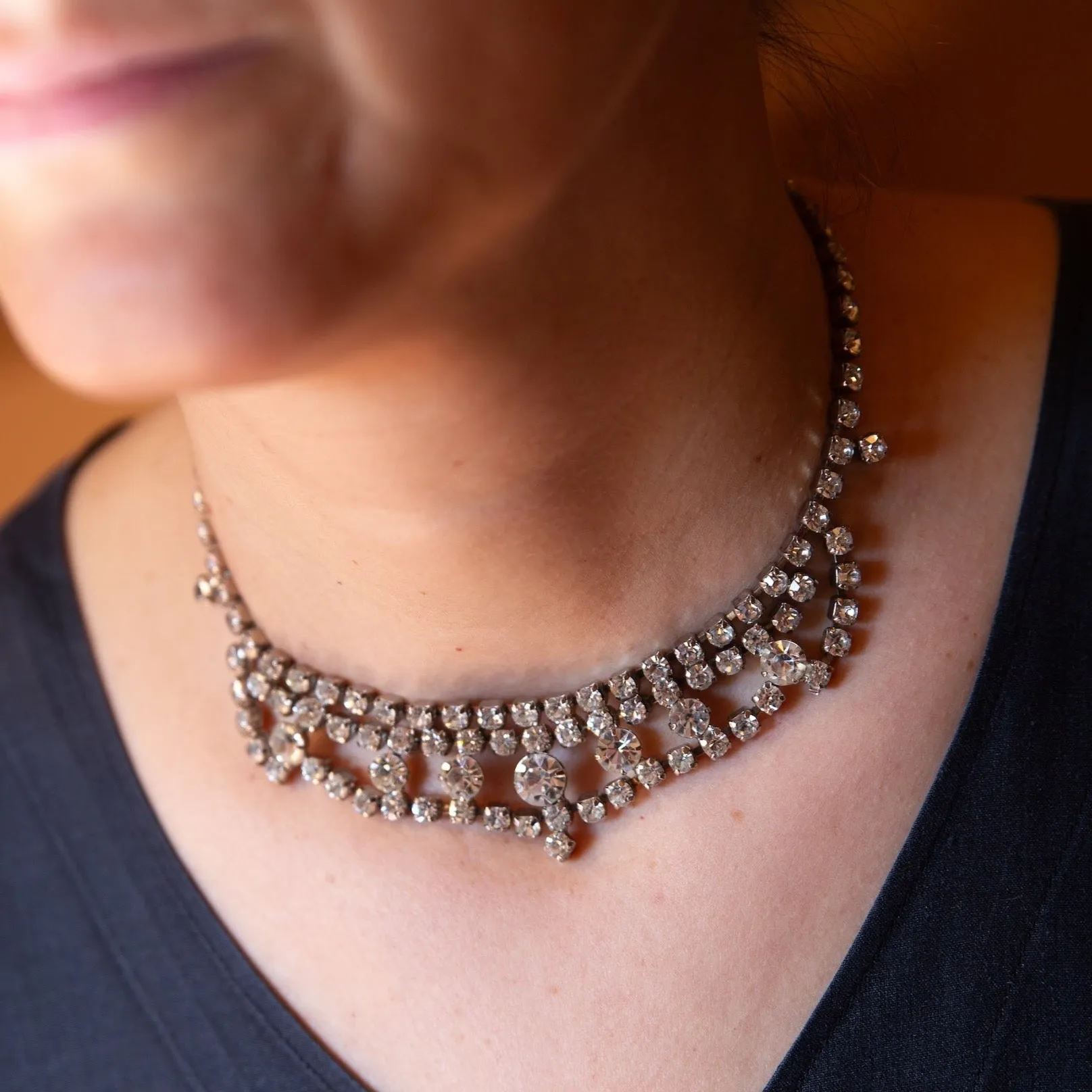Bib Collar Rhinestone Choker
