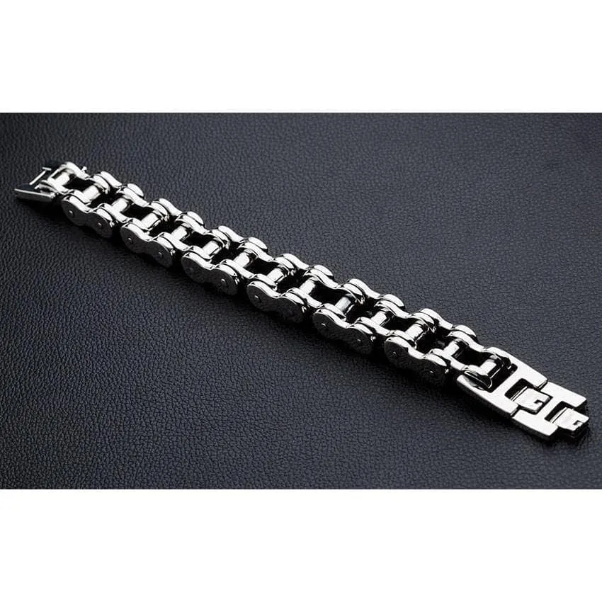 Big Bike Sterling Silver Chain Biker Bracelet