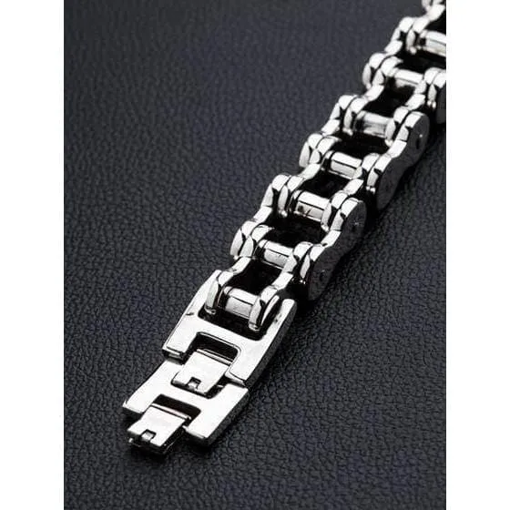 Big Bike Sterling Silver Chain Biker Bracelet