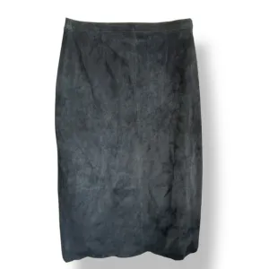 Black Vintage Suede Maxi Skirt Y2K Dialogue Western Prairie Longline Elastic 10