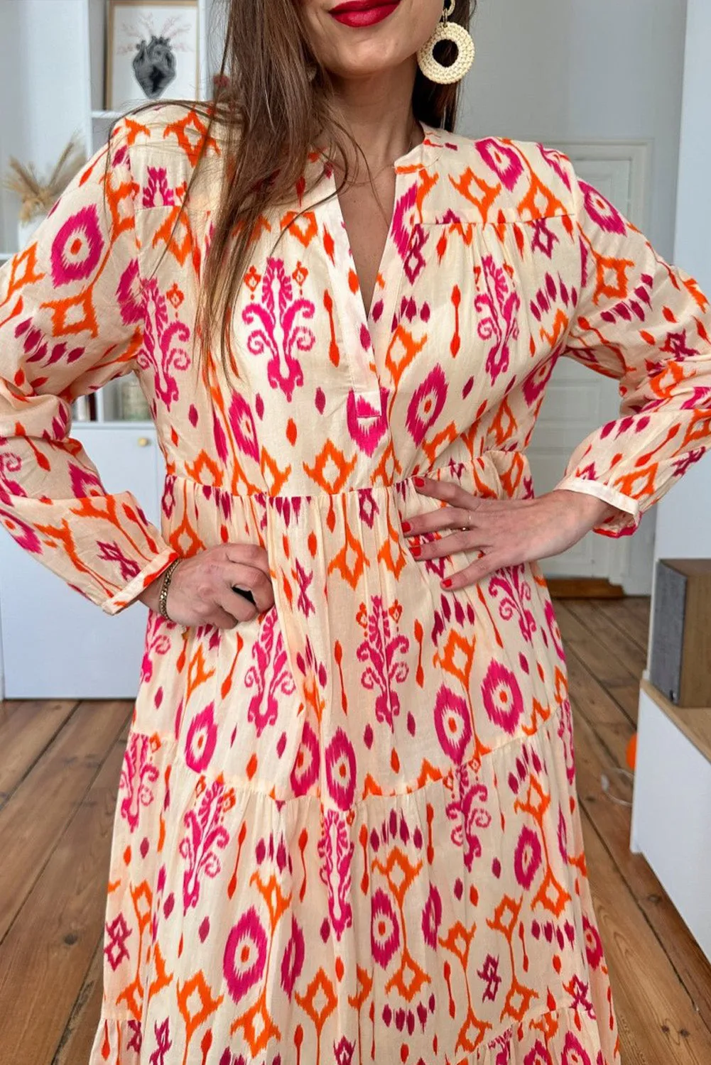 Black Western Abstract Geometric Printed Maxi Dress