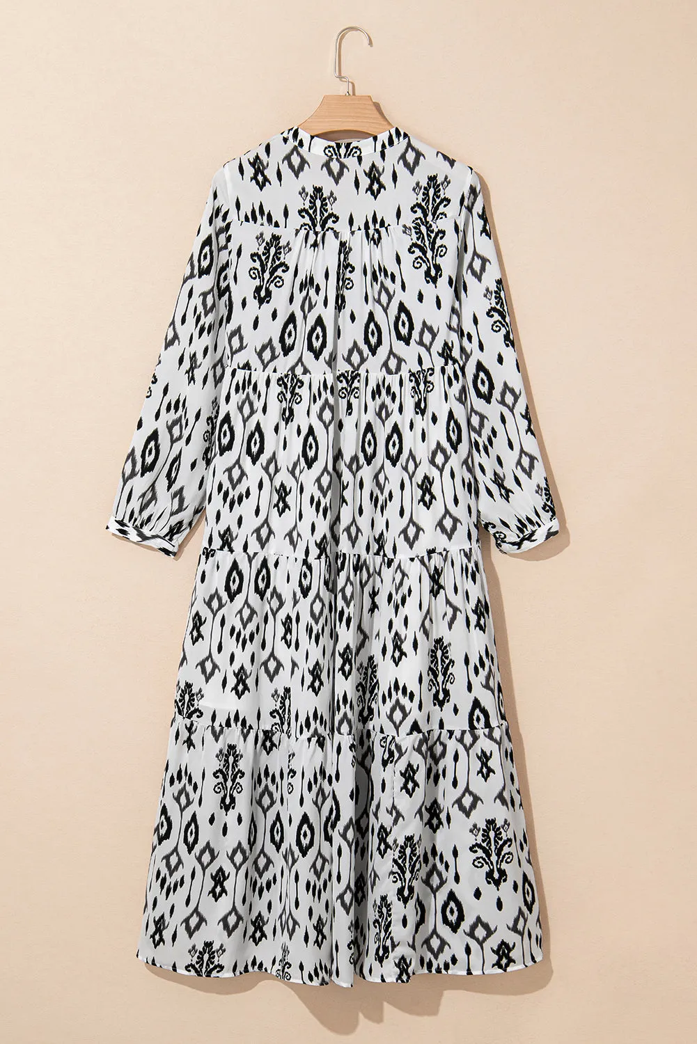 Black Western Abstract Geometric Printed Maxi Dress
