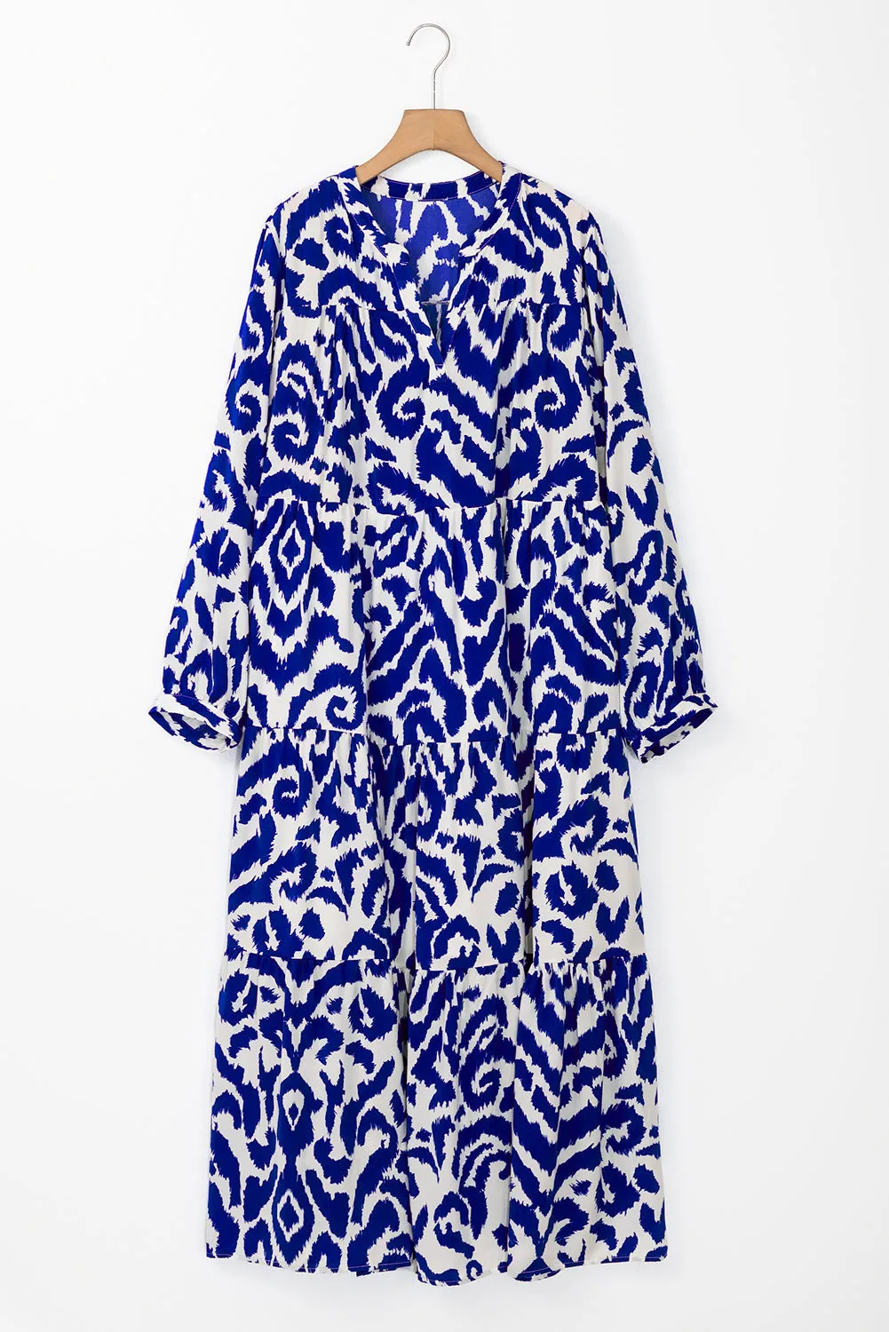 Black Western Abstract Geometric Printed Maxi Dress