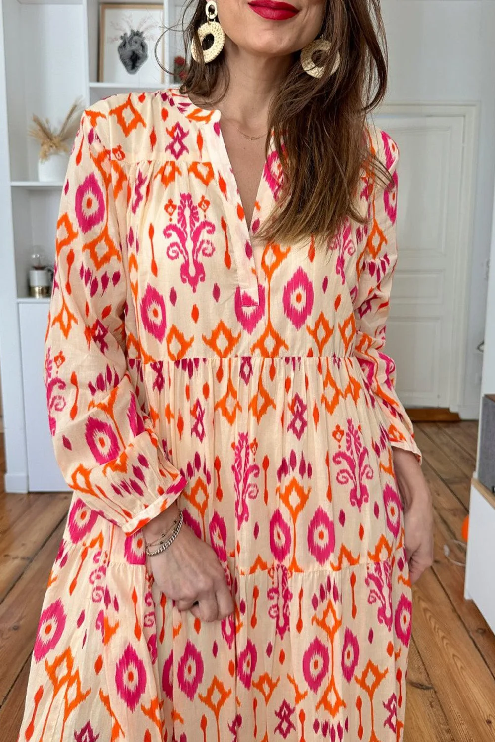 Black Western Abstract Geometric Printed Maxi Dress