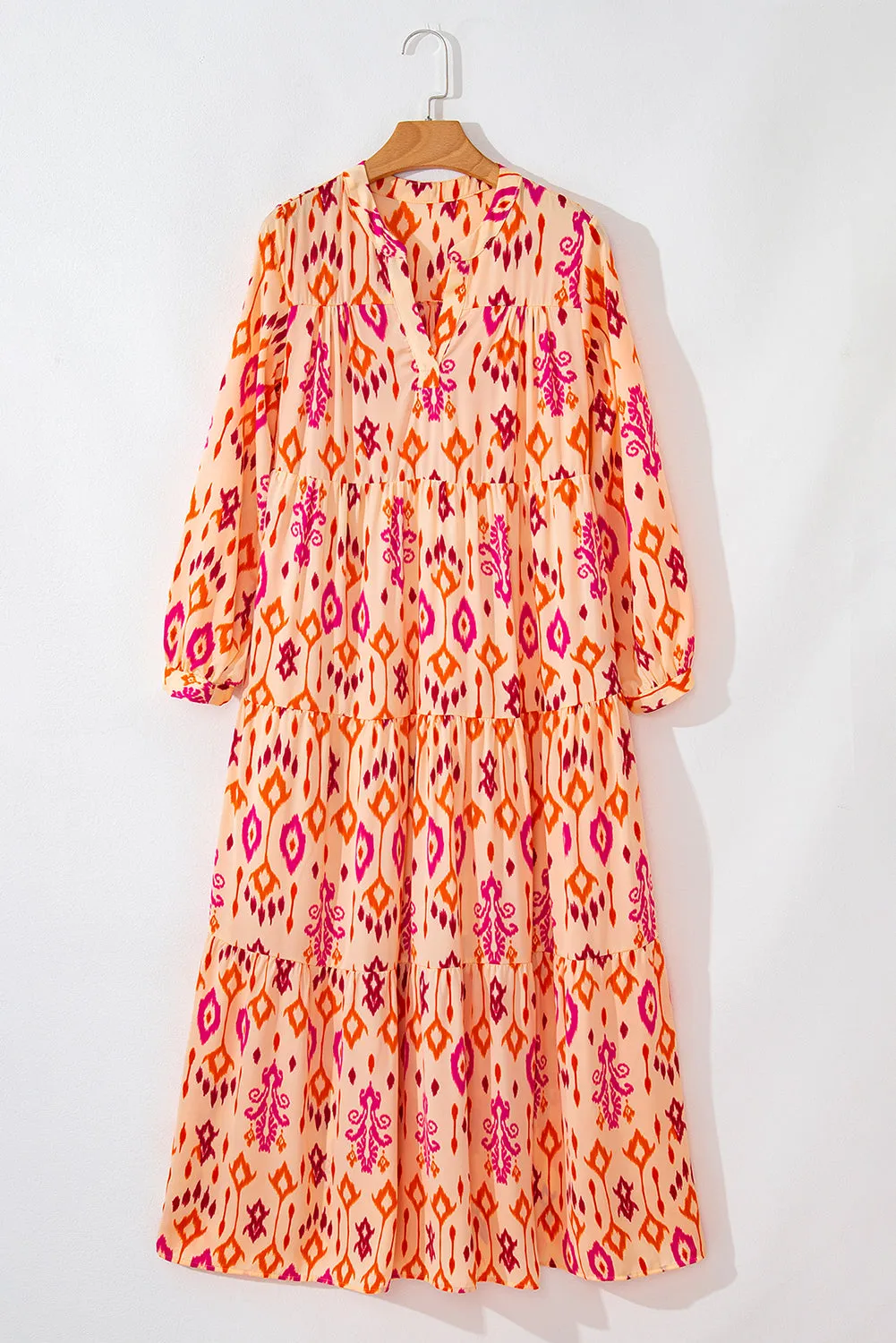 Black Western Abstract Geometric Printed Maxi Dress