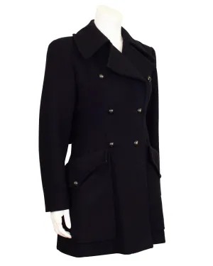 Black Wool Double Breasted Pea Coat