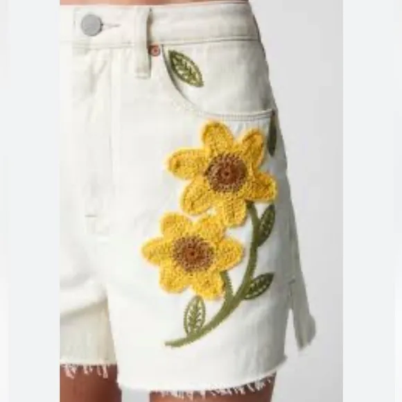 Blank NYC The Reeve In Ray Of Sunshine High Rise Crochet Shorts Size 28