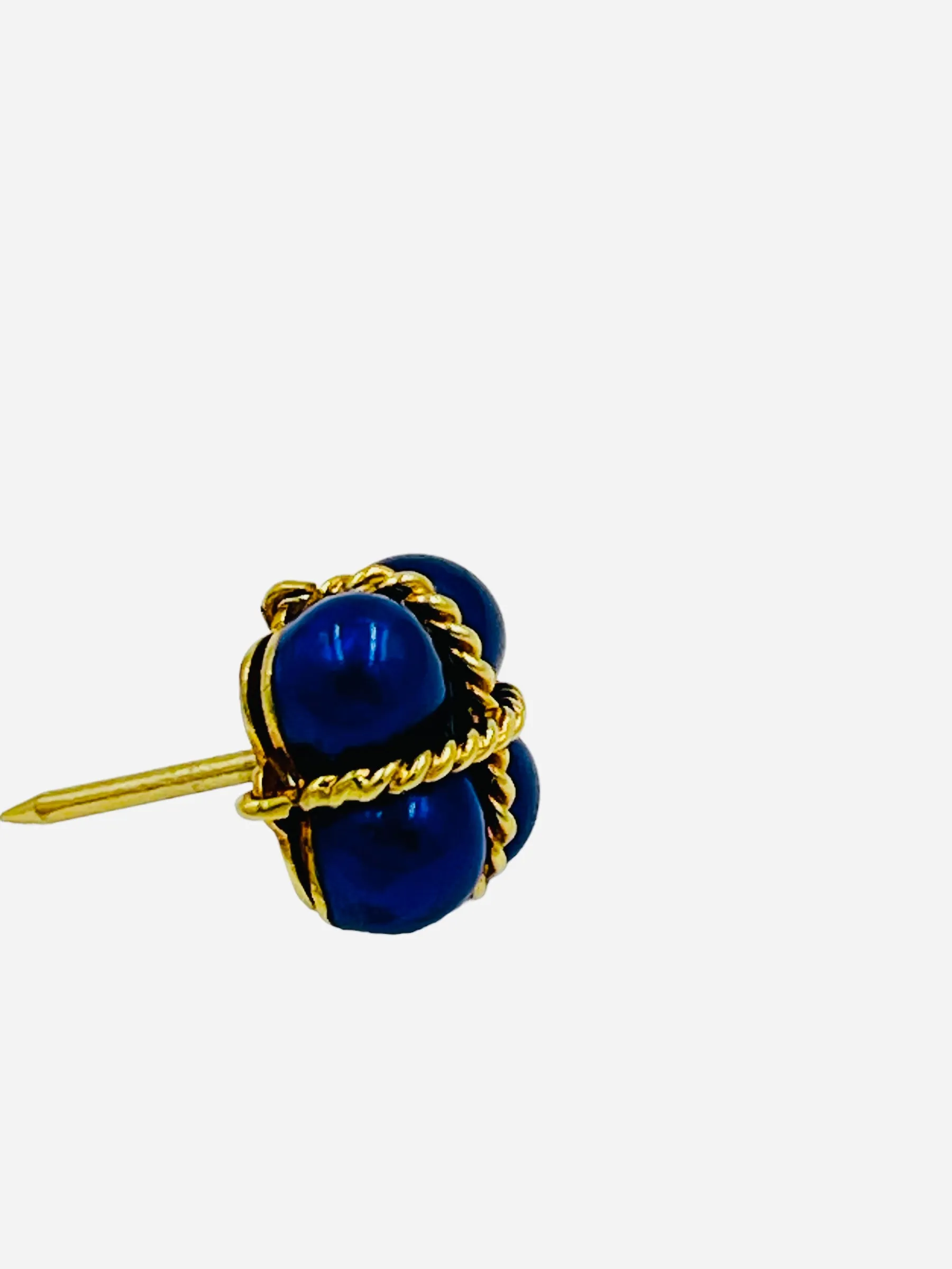 Blue Enamel Yellow Gold Tie Tac