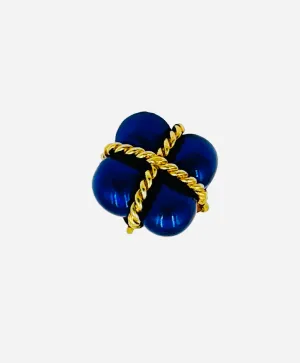 Blue Enamel Yellow Gold Tie Tac