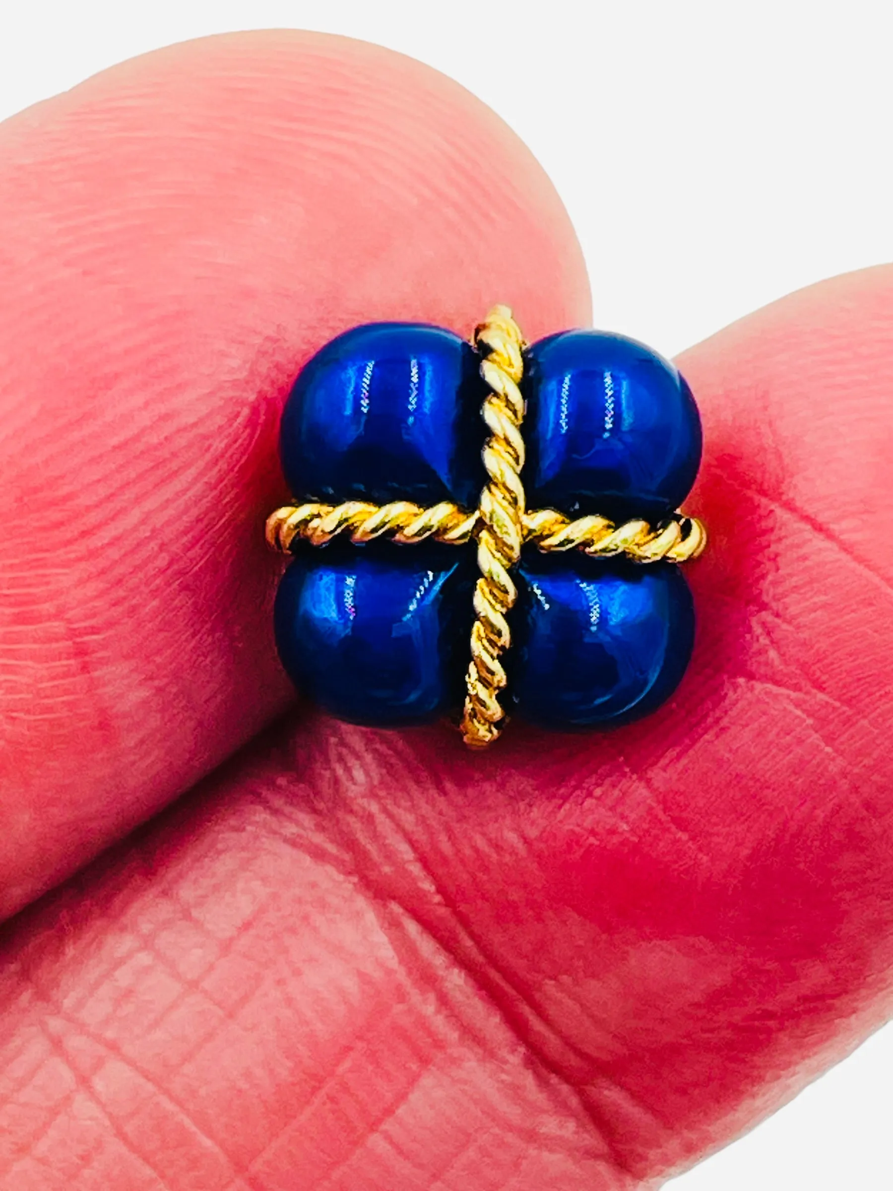 Blue Enamel Yellow Gold Tie Tac