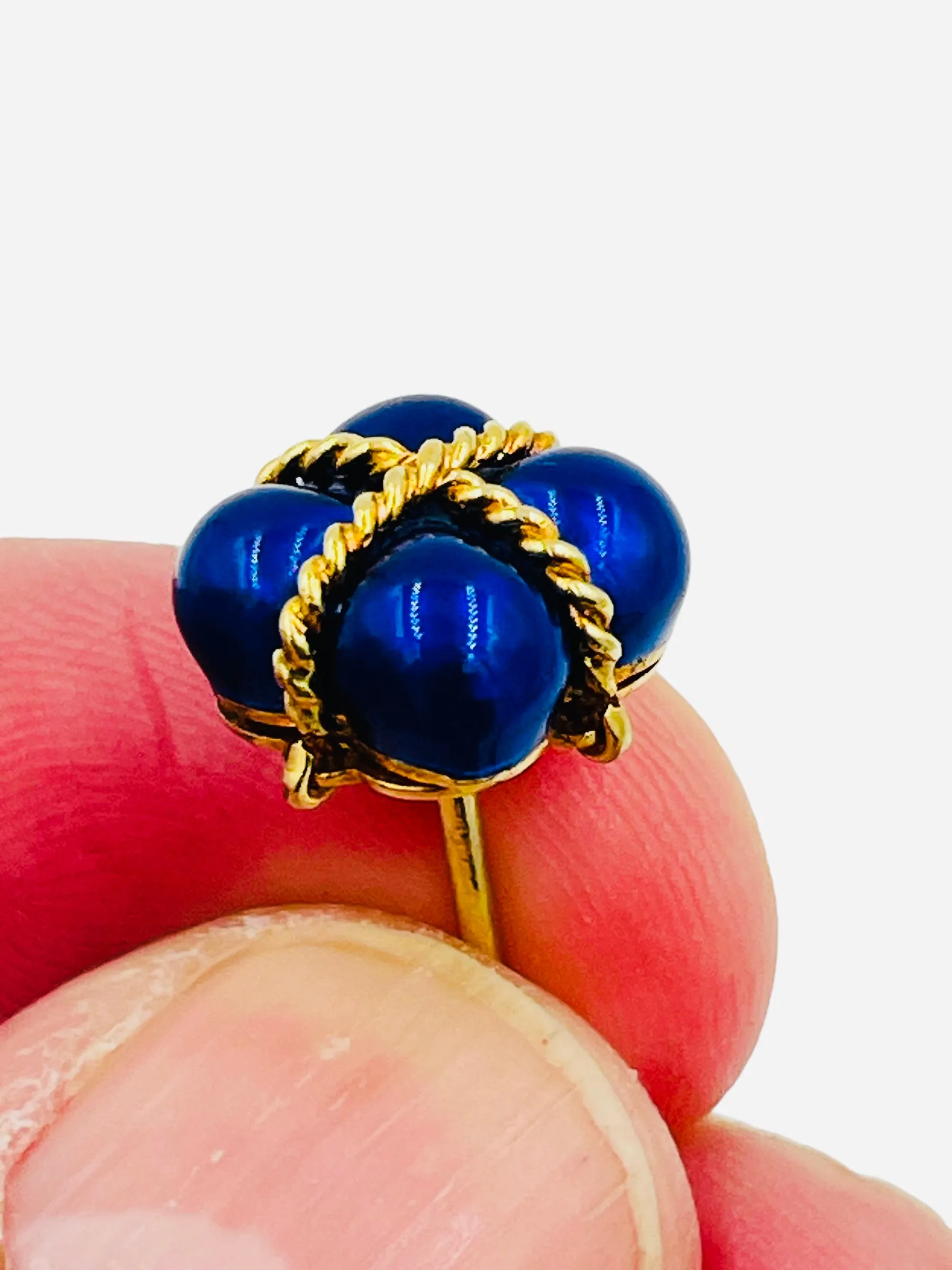 Blue Enamel Yellow Gold Tie Tac