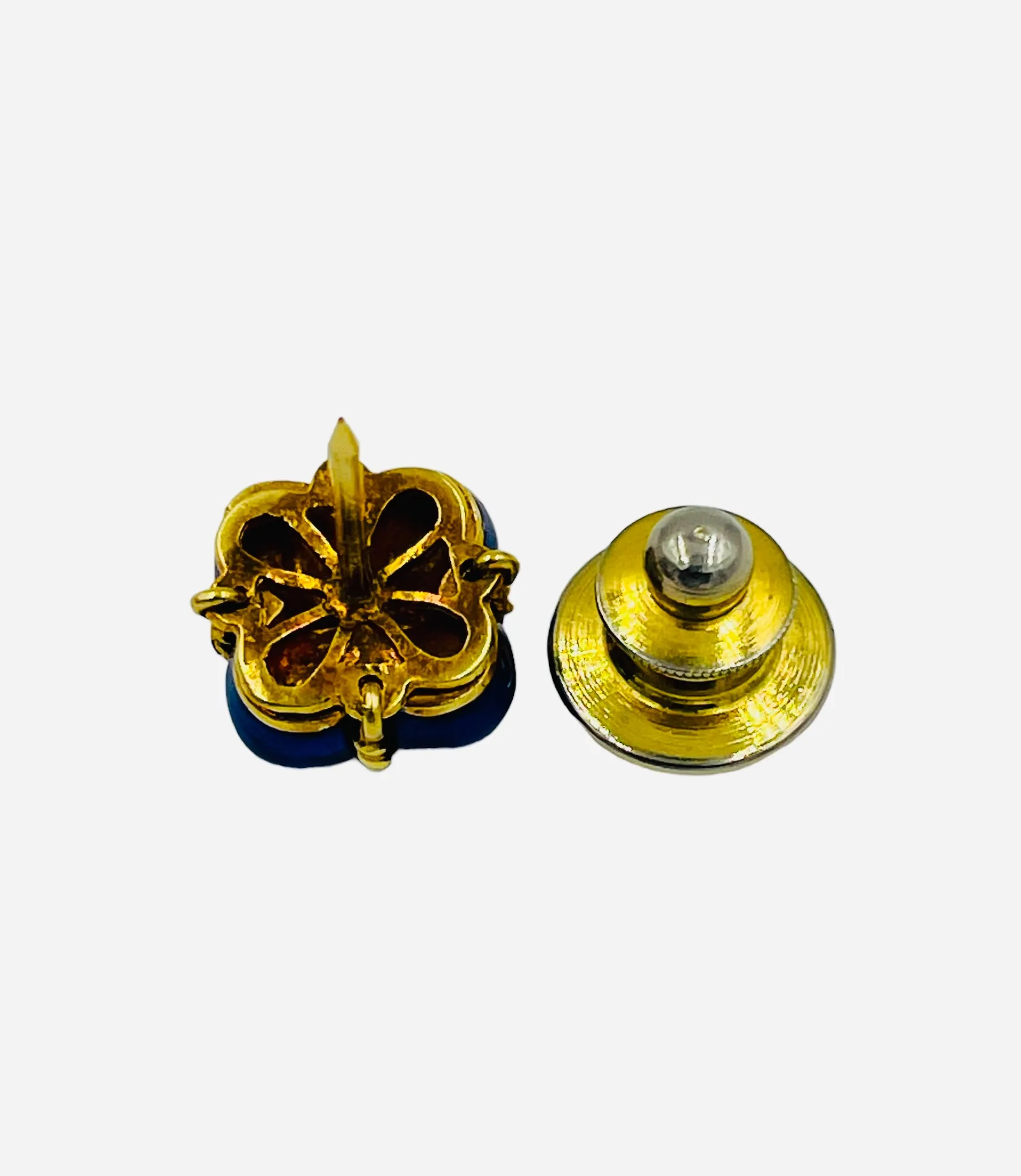 Blue Enamel Yellow Gold Tie Tac