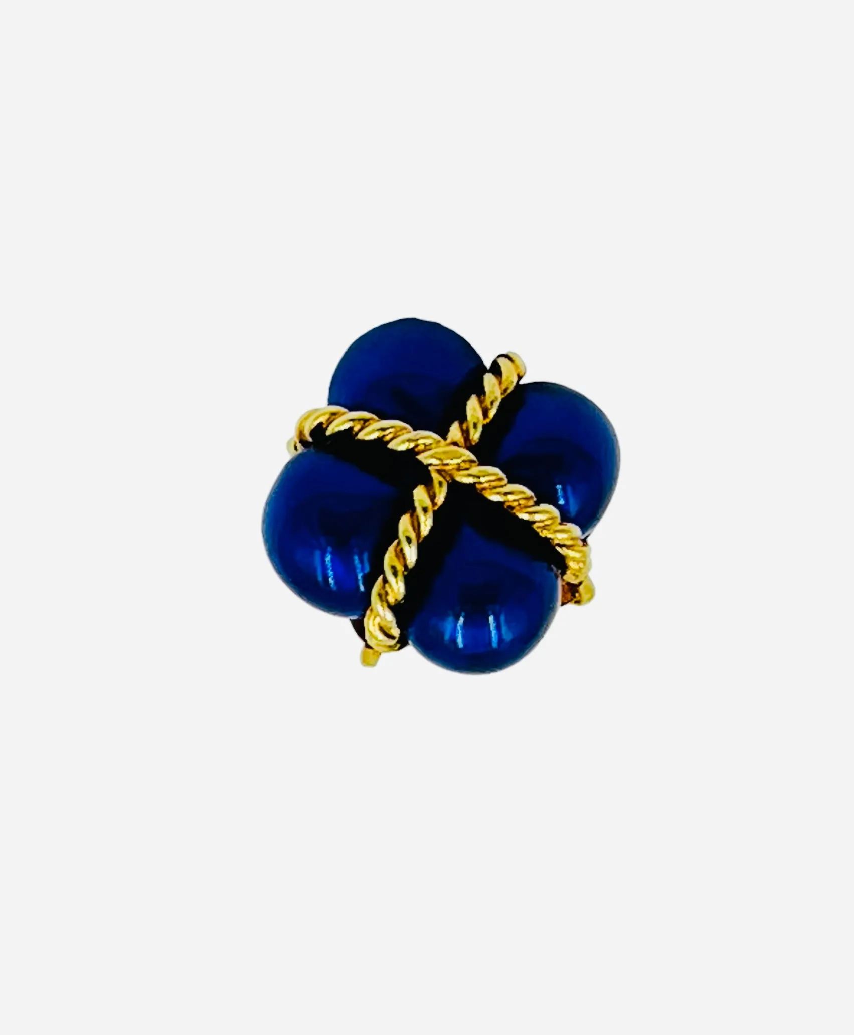 Blue Enamel Yellow Gold Tie Tac