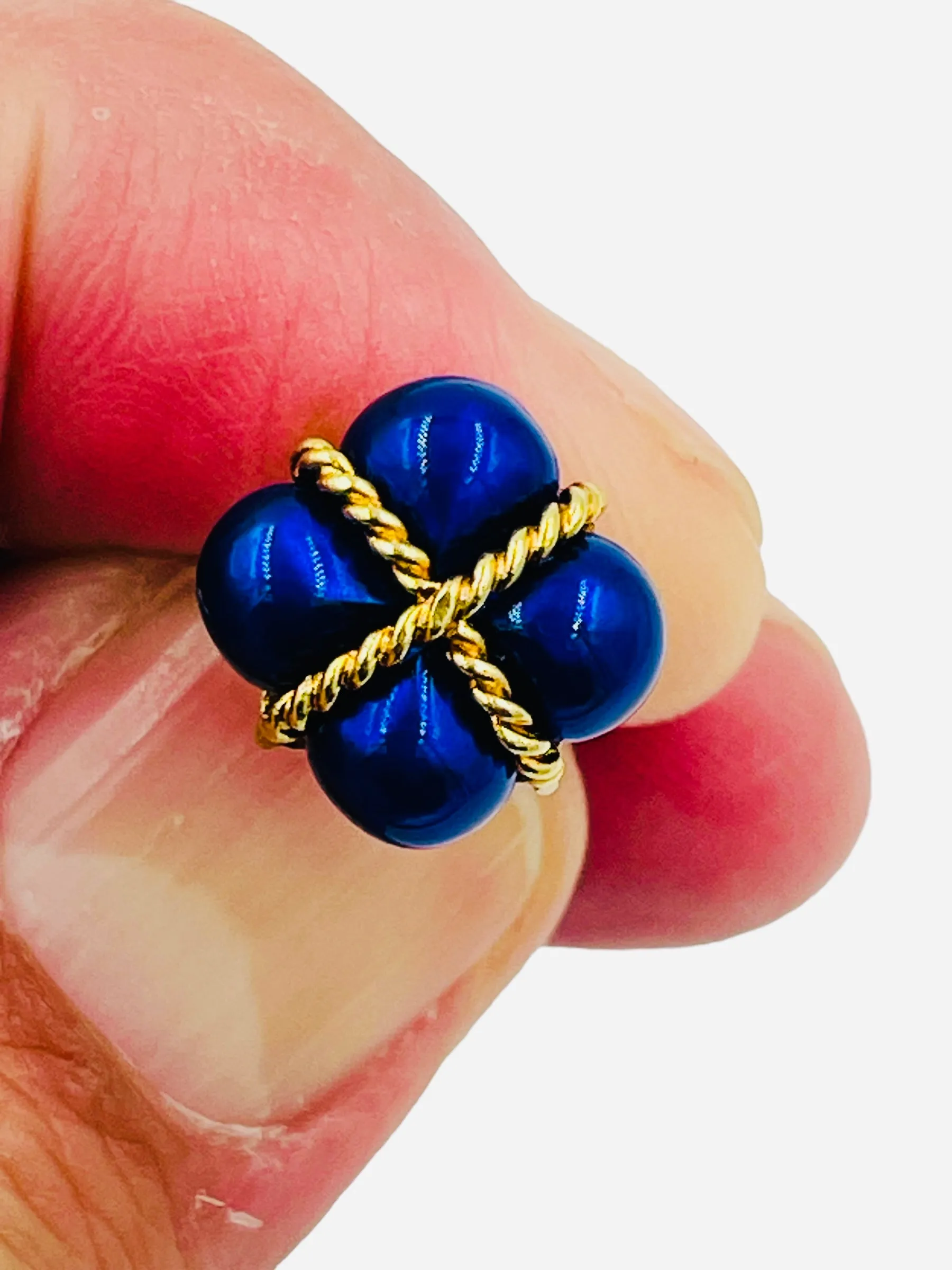 Blue Enamel Yellow Gold Tie Tac