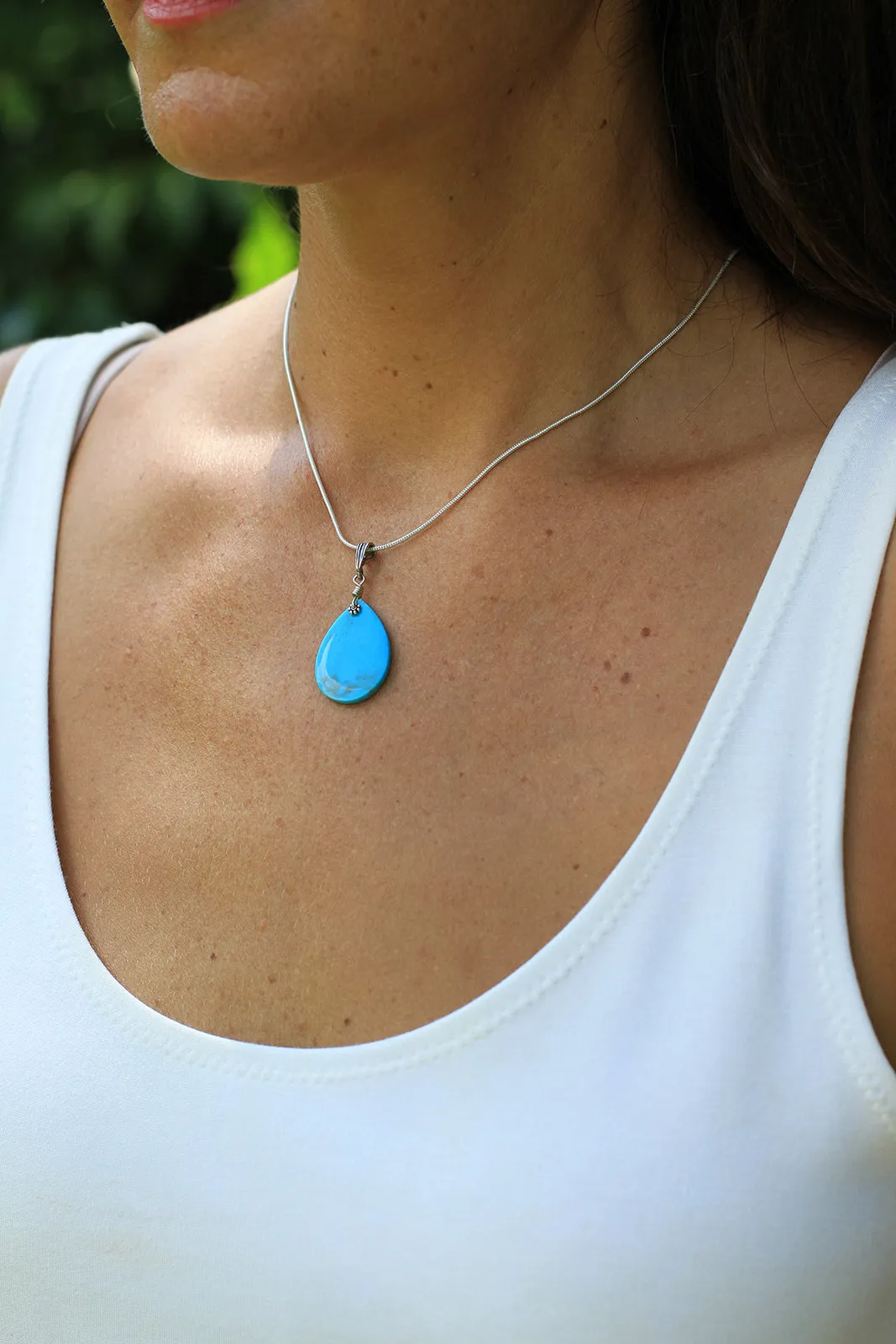 Blue Turquoise Small Slab Pendant