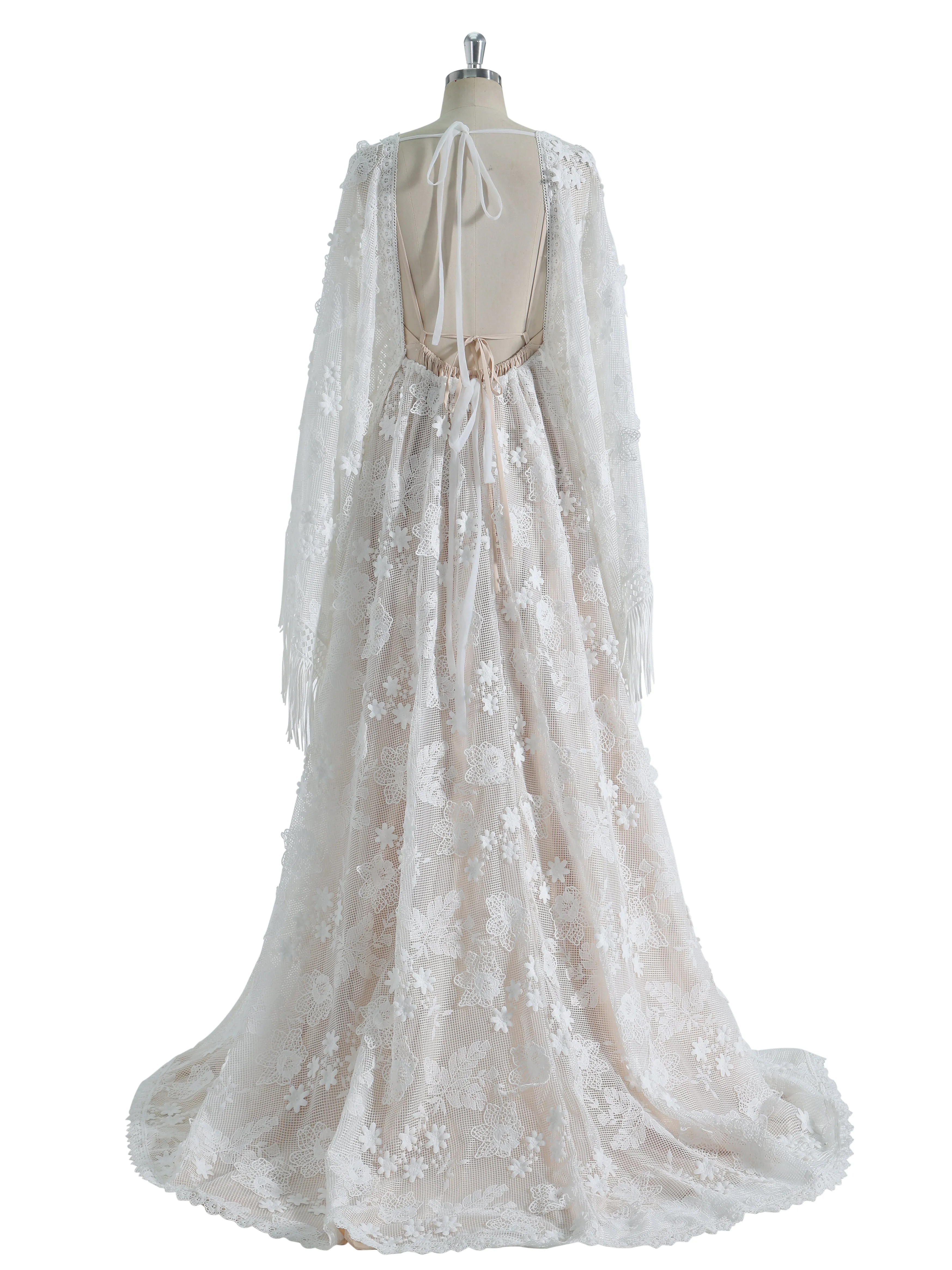 Boho Maternity Lace Dress for Photo Shoot Vintage Bohemian Wedding Dress YW230727